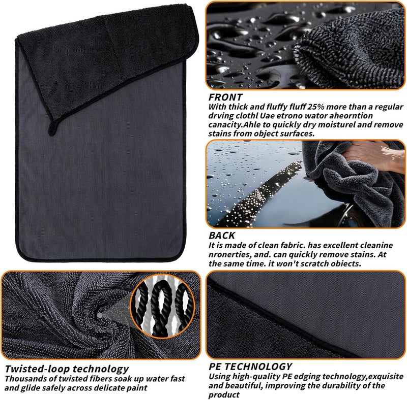 UZLU 12 PCS Microfiber Towels for Cars 24x16 Inch Microfiber Cleaning Cloths Bulk Soft Car Detailng Towel Cloths 600 GSM Detailing Buffing Quick Drying Towel Polishing Waxing Auto Detailing Towel Cloth - Image 3